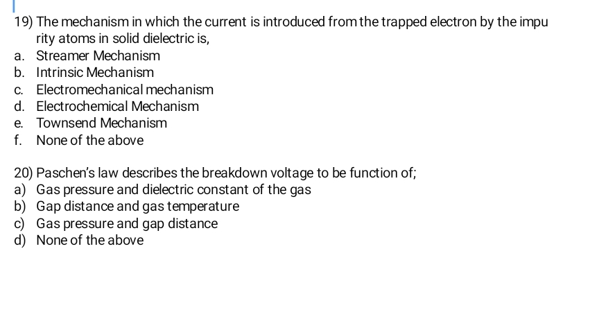 The mechanism in which the current is introduced