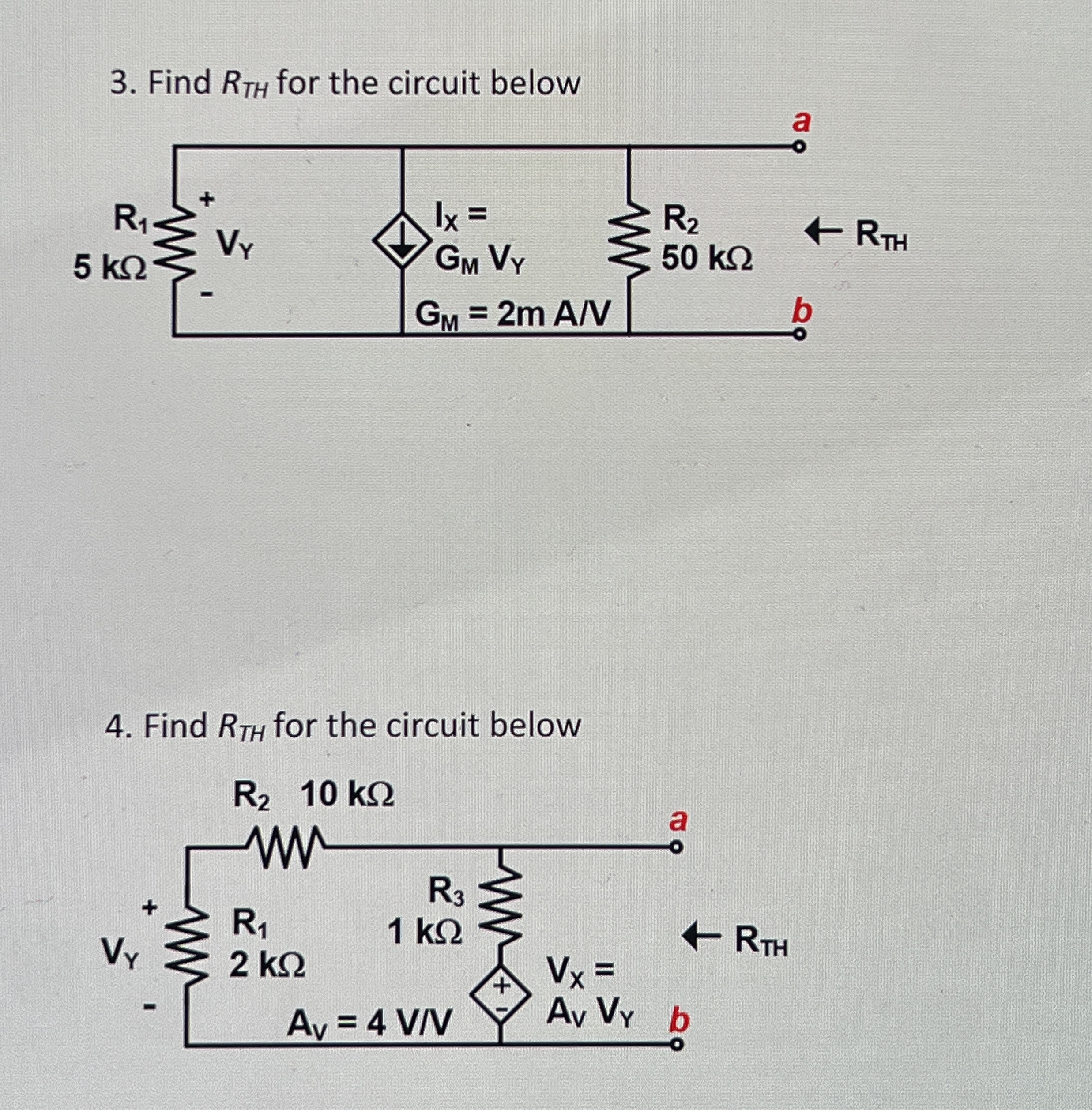 Find R T H for the circuit below Find R T H for