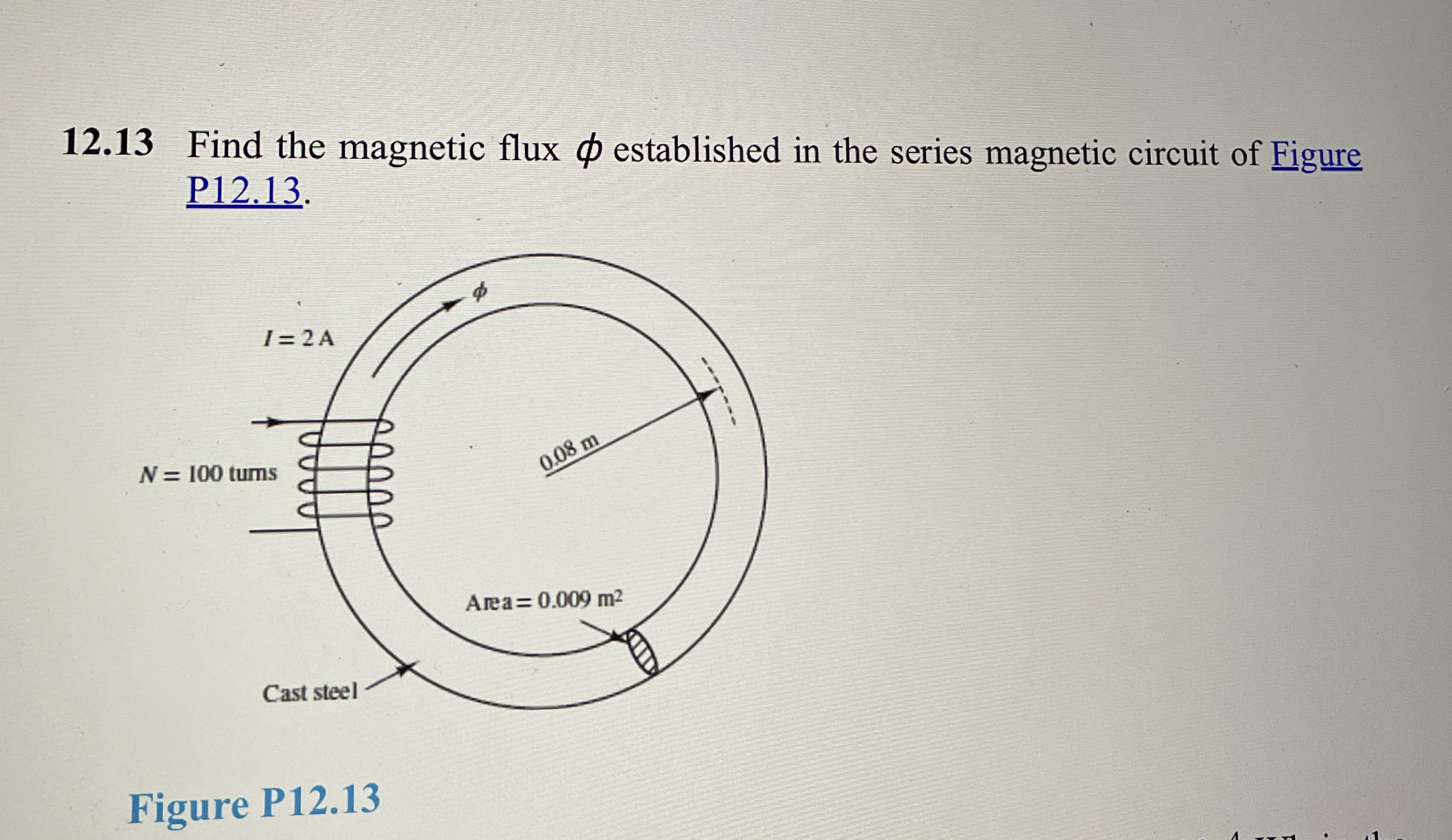 1 2 . 1 3 Find the magnetic flux established in