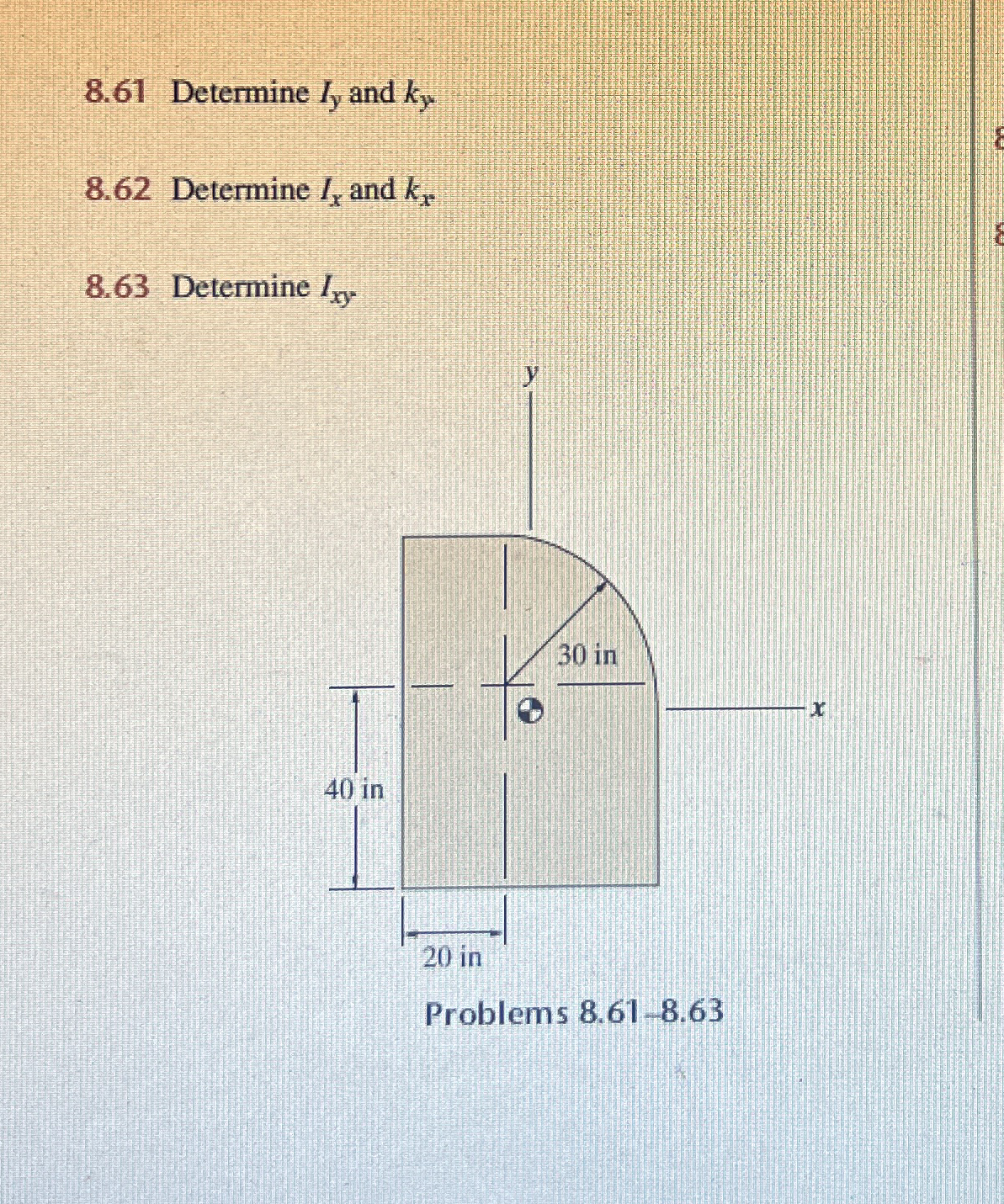 8 . 6 1 Determine I y and k y 8 . 6 2 Determine I