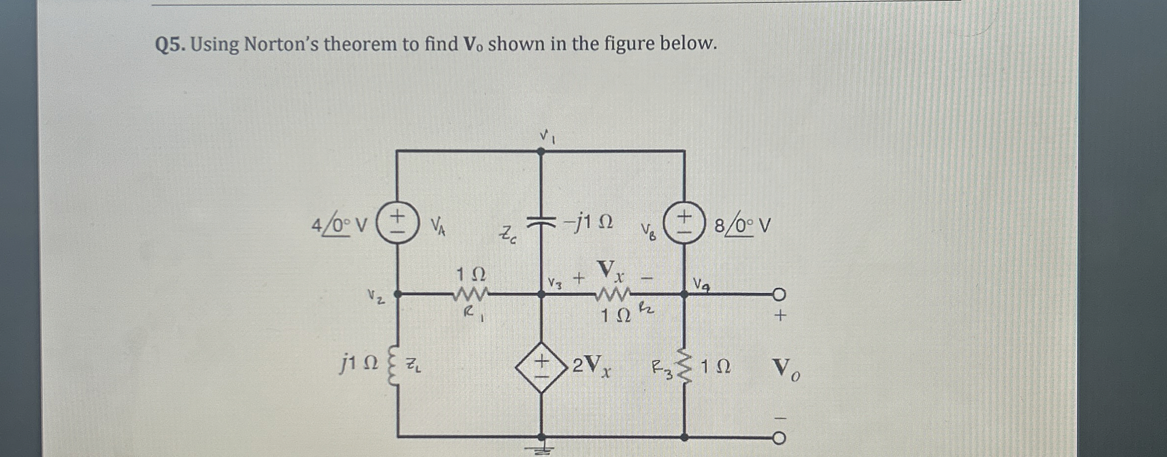 Q 5 . Using Norton's theorem to find V 0 shown in