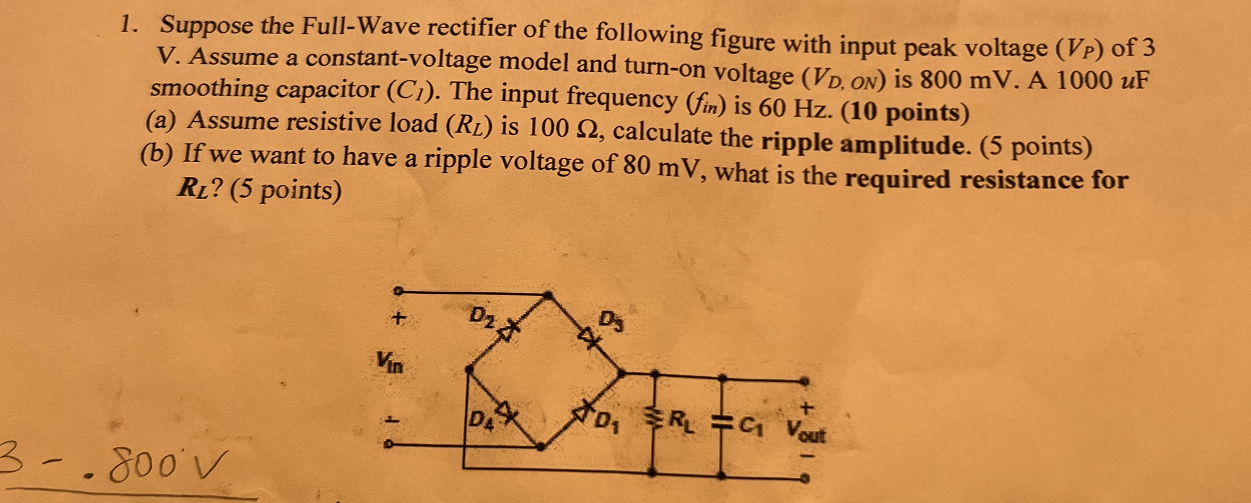 Suppose the Full - Wave rectifier of the