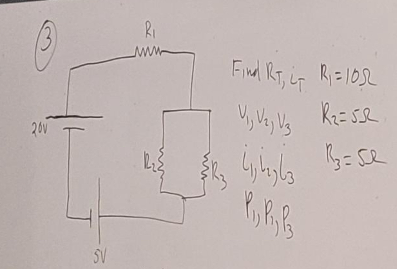 Find R T , i L T , R 1 = 1 0 V 1 , V 2 , V 3 , R