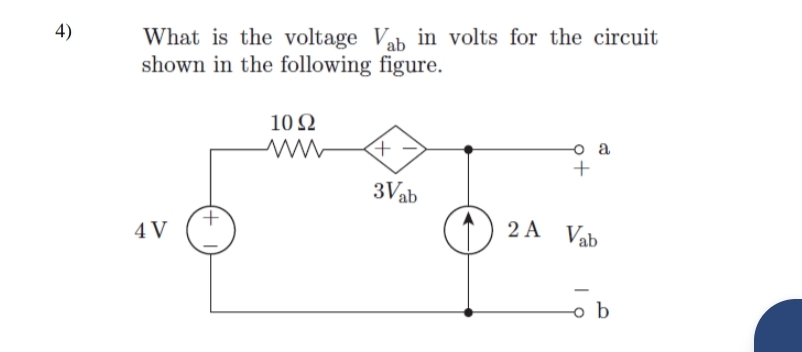 What is the voltage V a b in volts for the