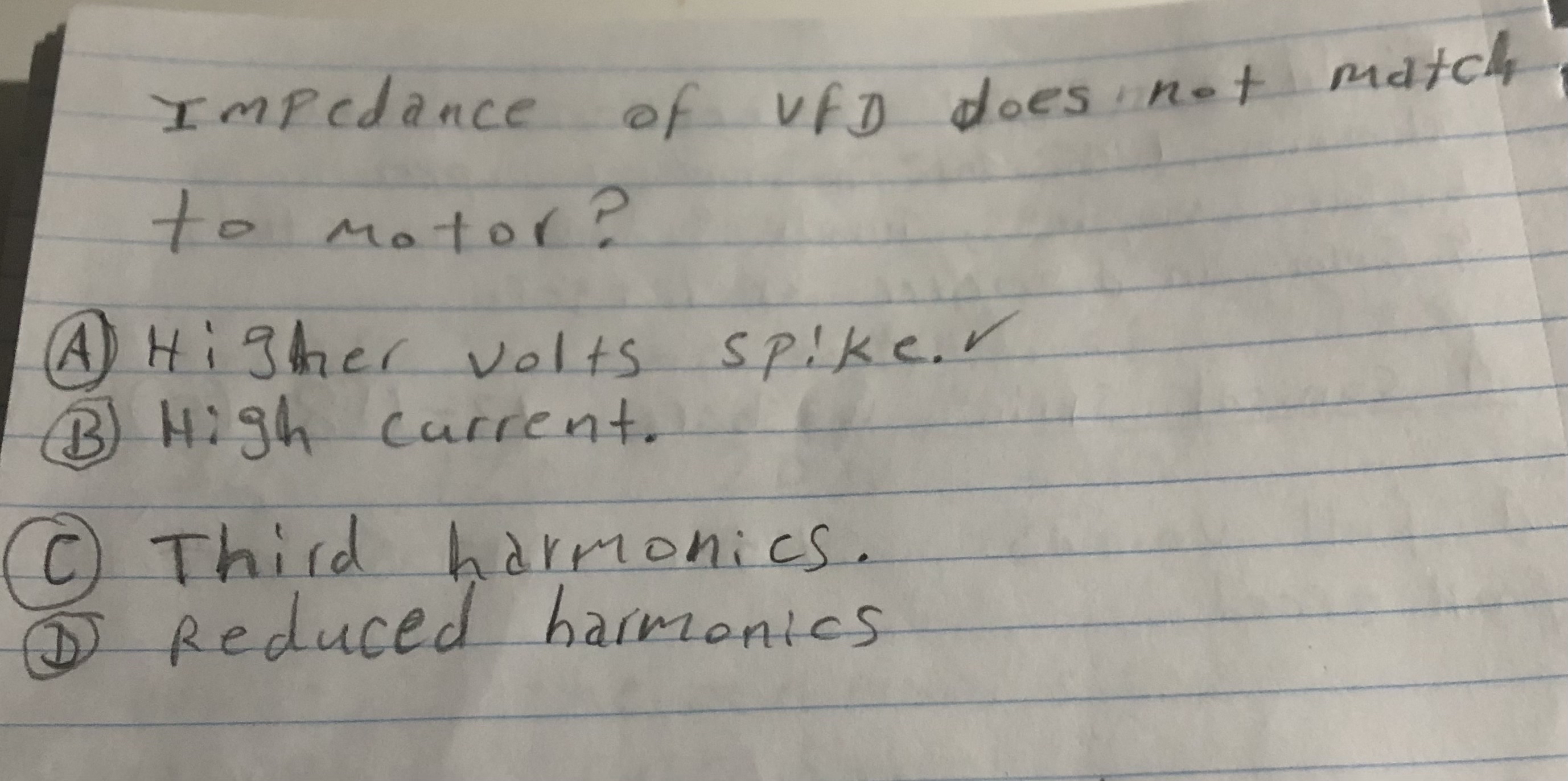 Impedance of V f D does not match to motor? ( A )