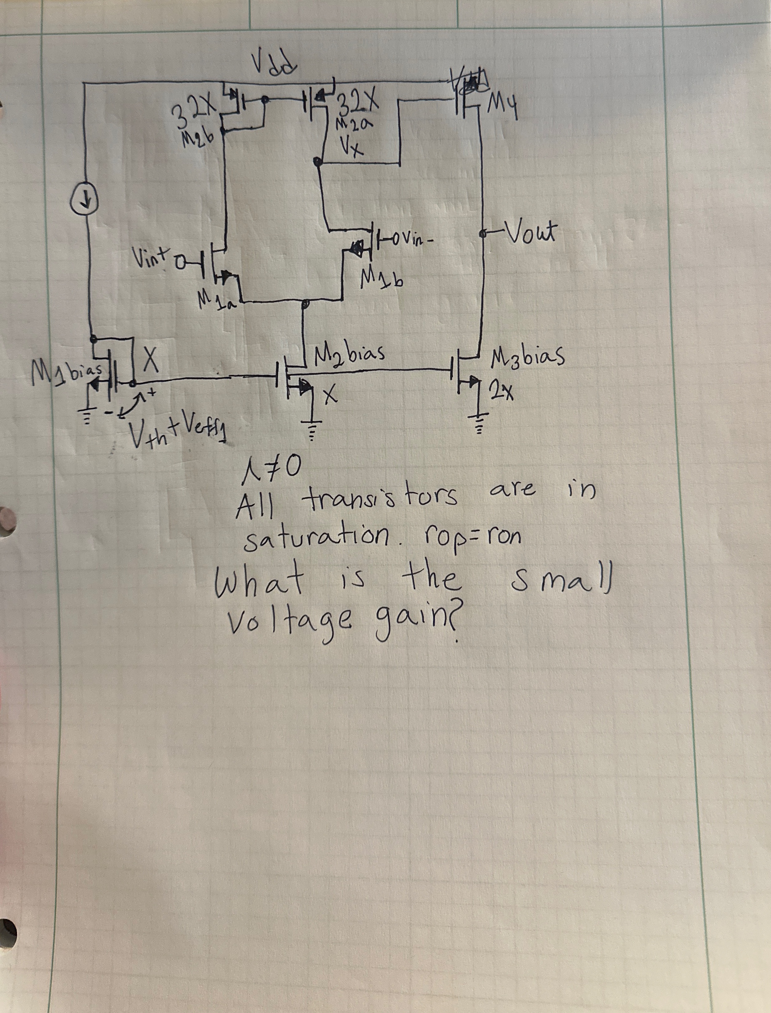 0 All transistors are in saturation. rop = ron