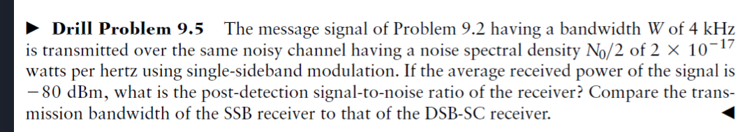 The message signal of Problem 9 . 2 having a