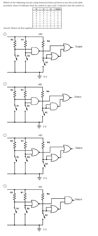 Which of the following circuits using Universal