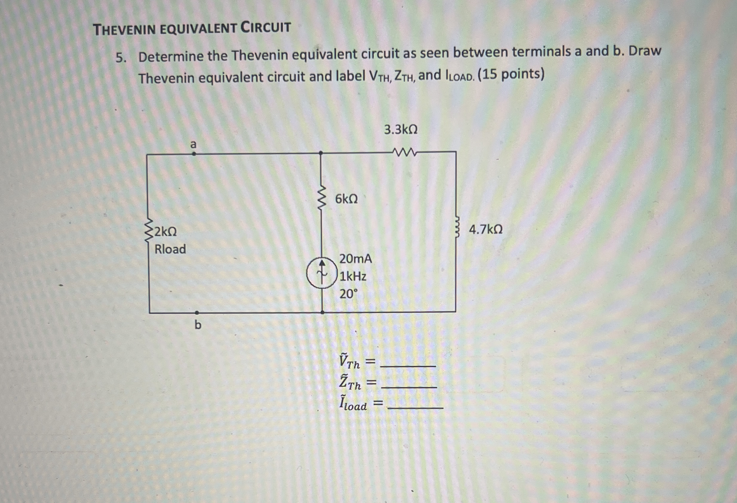 Thevenin equivalent Circuit 5 . Determine the