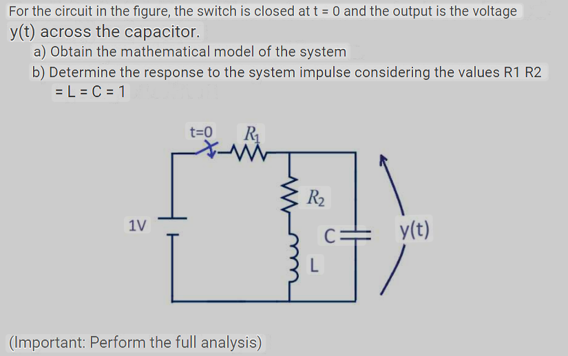 For the circuit in the figure, the switch is