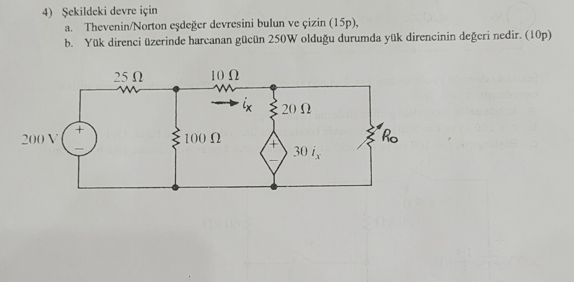 ekildeki devre i in a . Thevenin / Norton e age