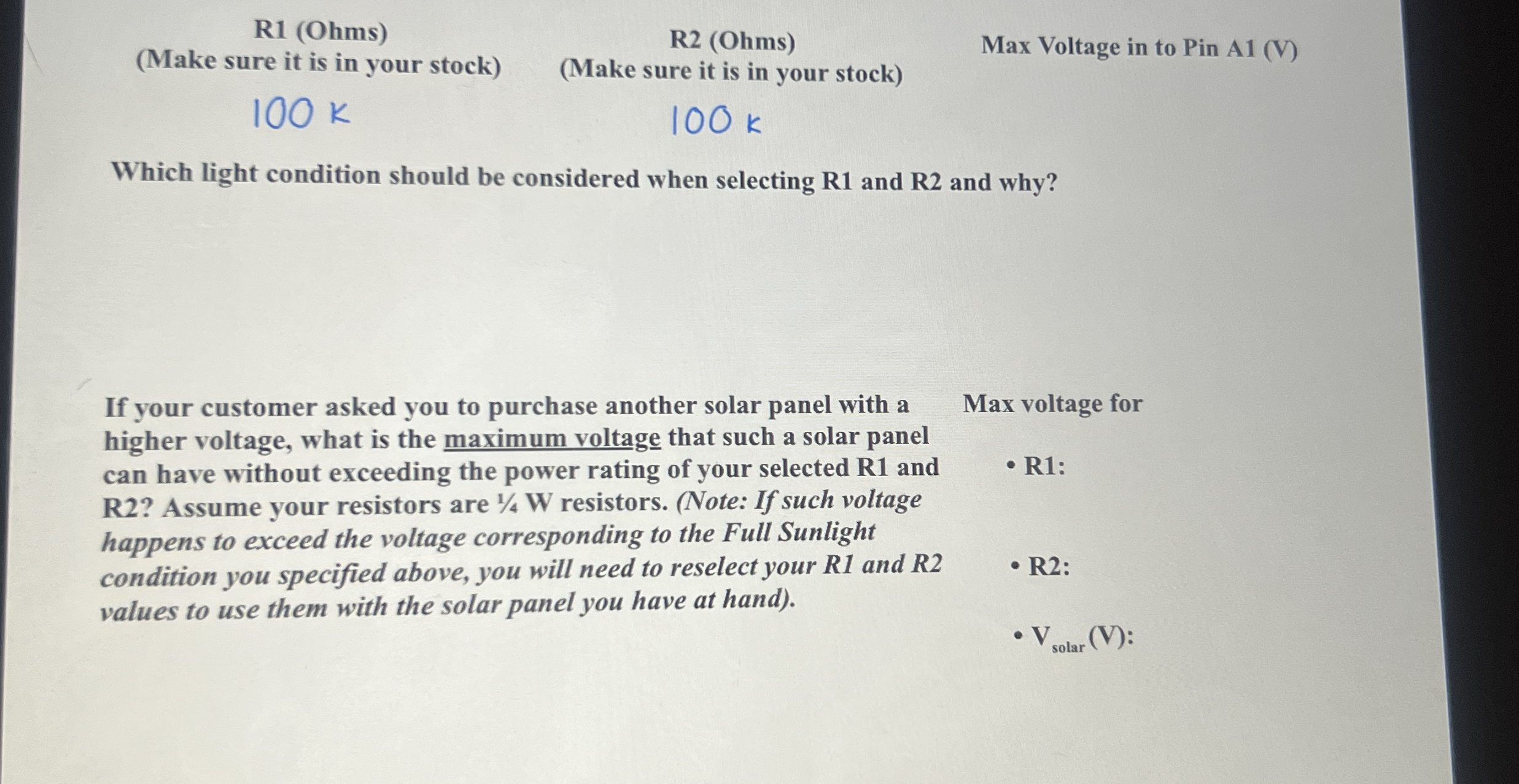 R 1 ( Ohms ) ( Make sure it is in your stock ) R