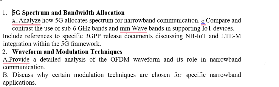 1 . 5 G Spectrum and Bandwidth Allocation A .