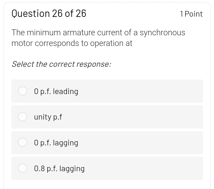 Question 2 6 of 2 6 1 Point The minimum armature
