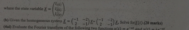 ( b ) Given the homogeneous systen x ? = ( [ - 1
