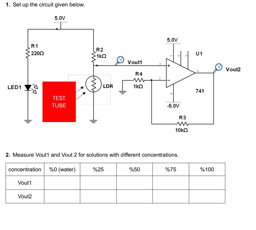 Set up the circuit given below. 5 n Measure Vout