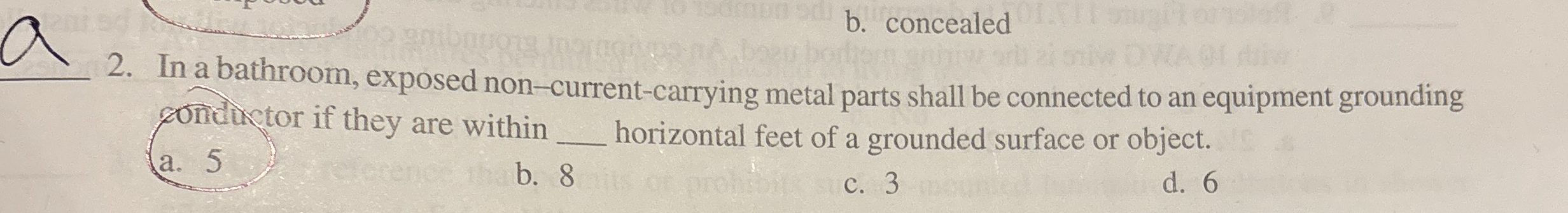 2 . In a bathroom, exposed non - current -