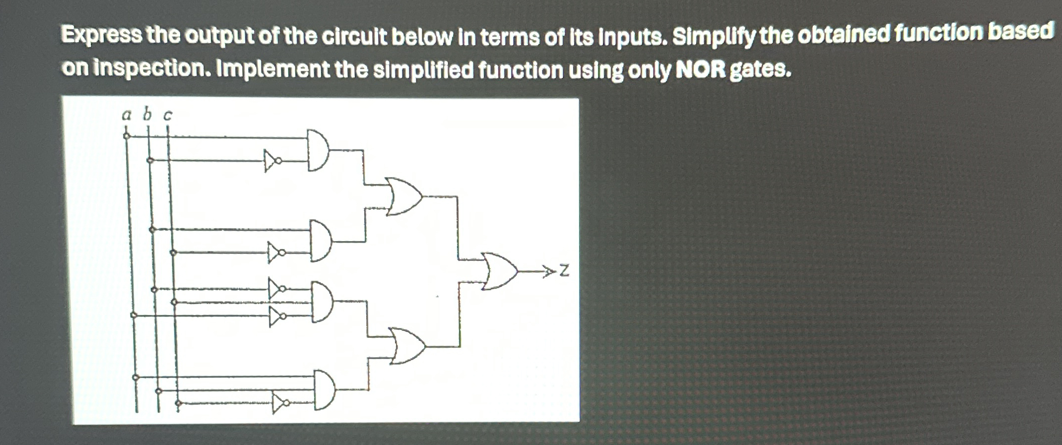 Express the output of the circult below in terms