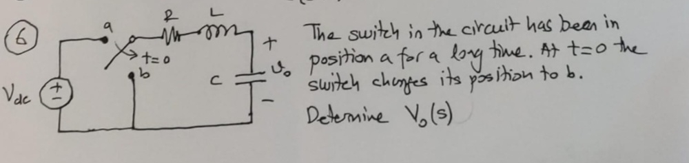 The switch in the circuit has been in position a