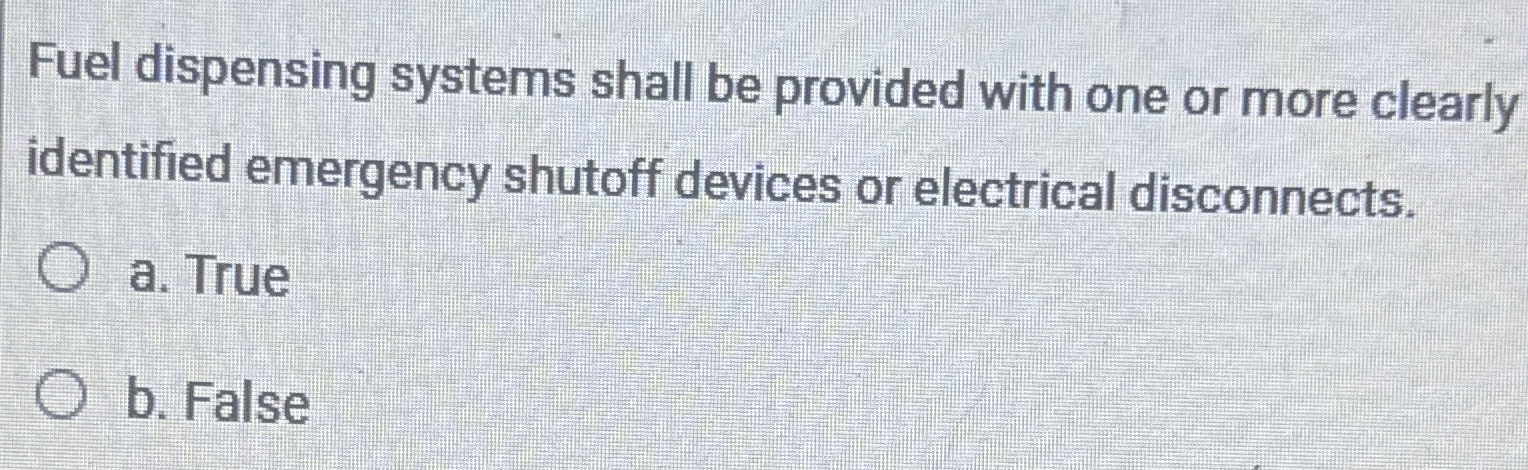 Fuel dispensing systems shall be provided with