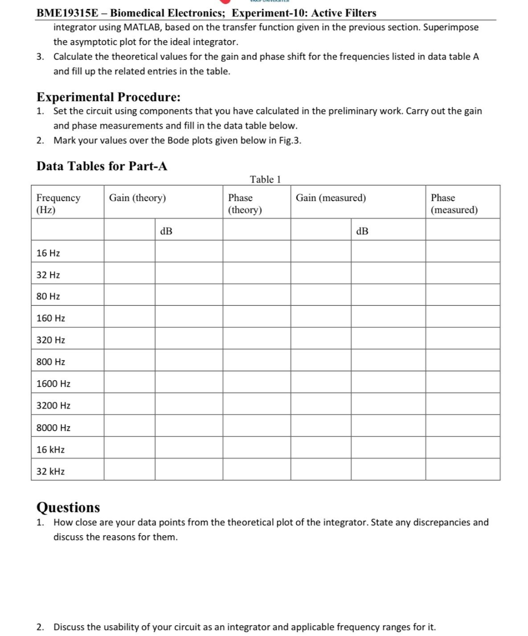 BME 1 9 3 1 5 E - Biomedical Electronics;