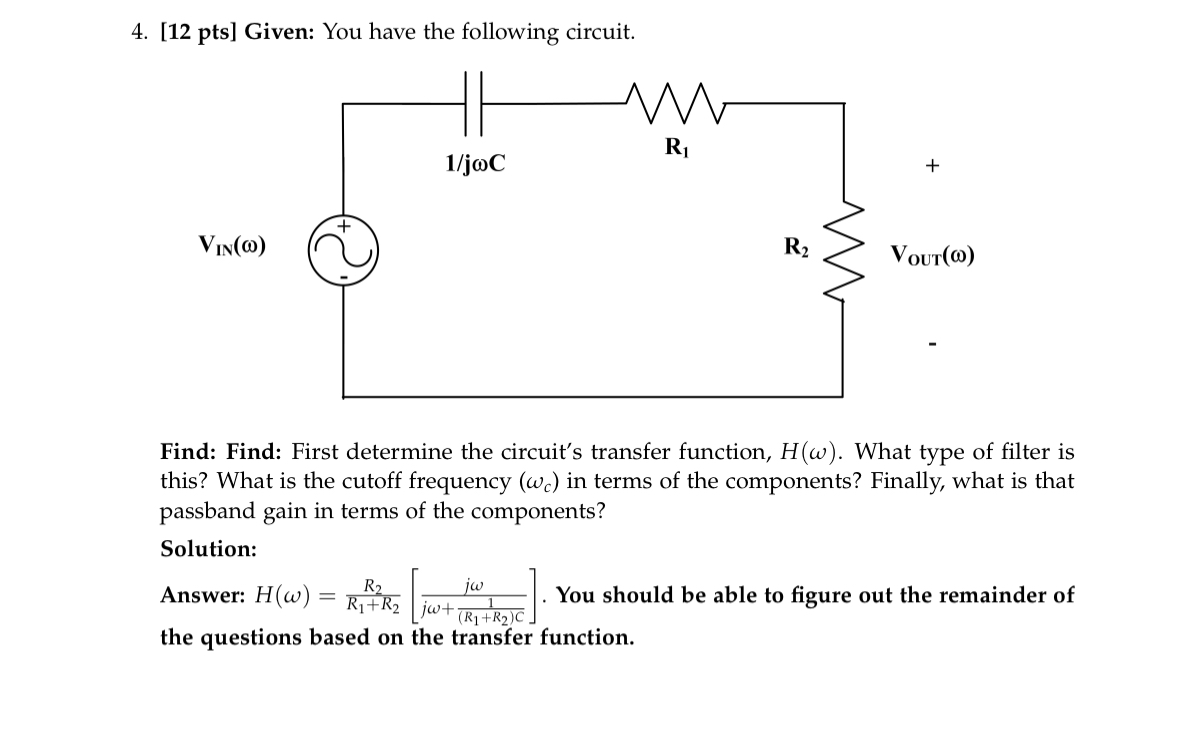 [ 1 2 pts ] Given: You have the following
