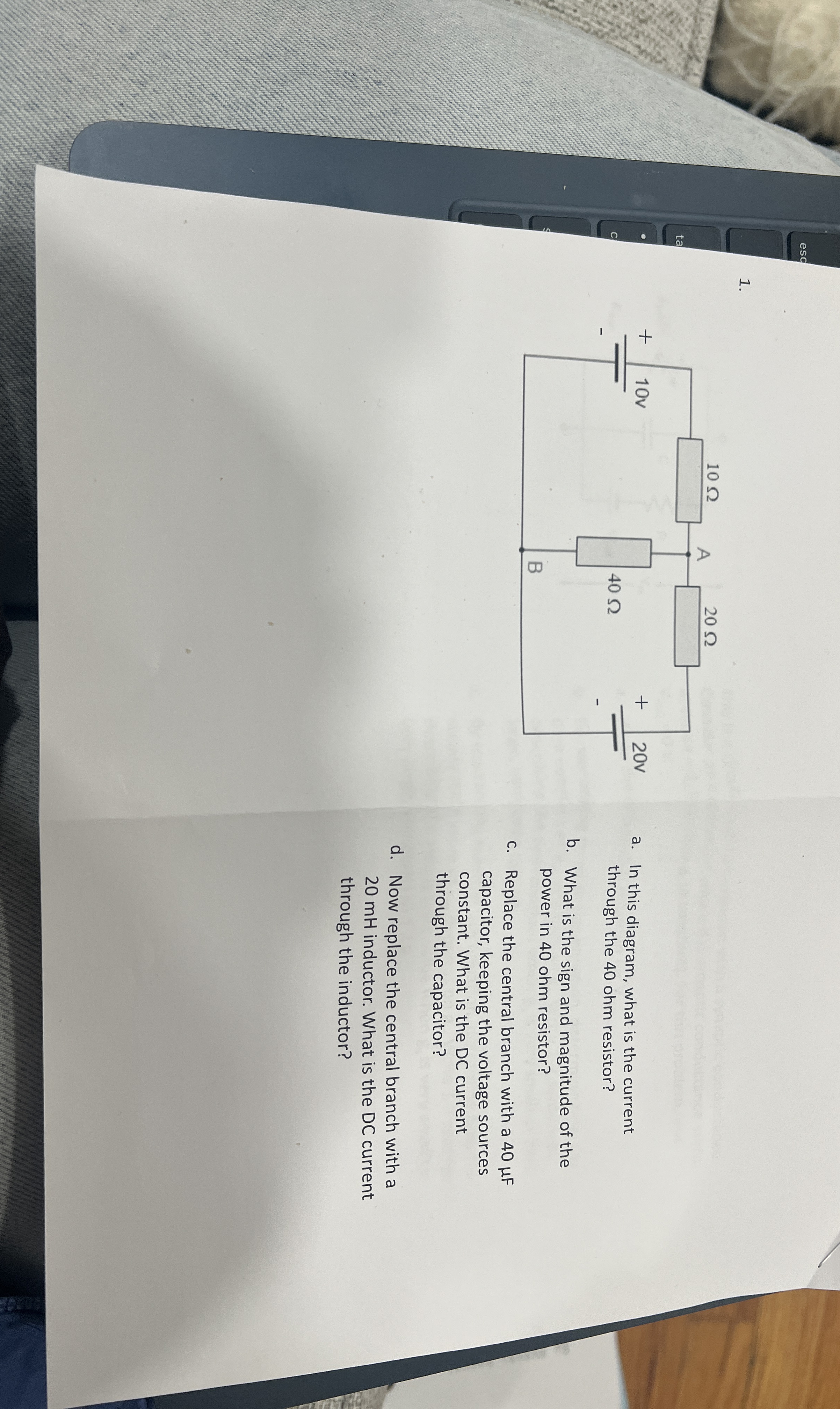 esc a . In this diagram, what is the current