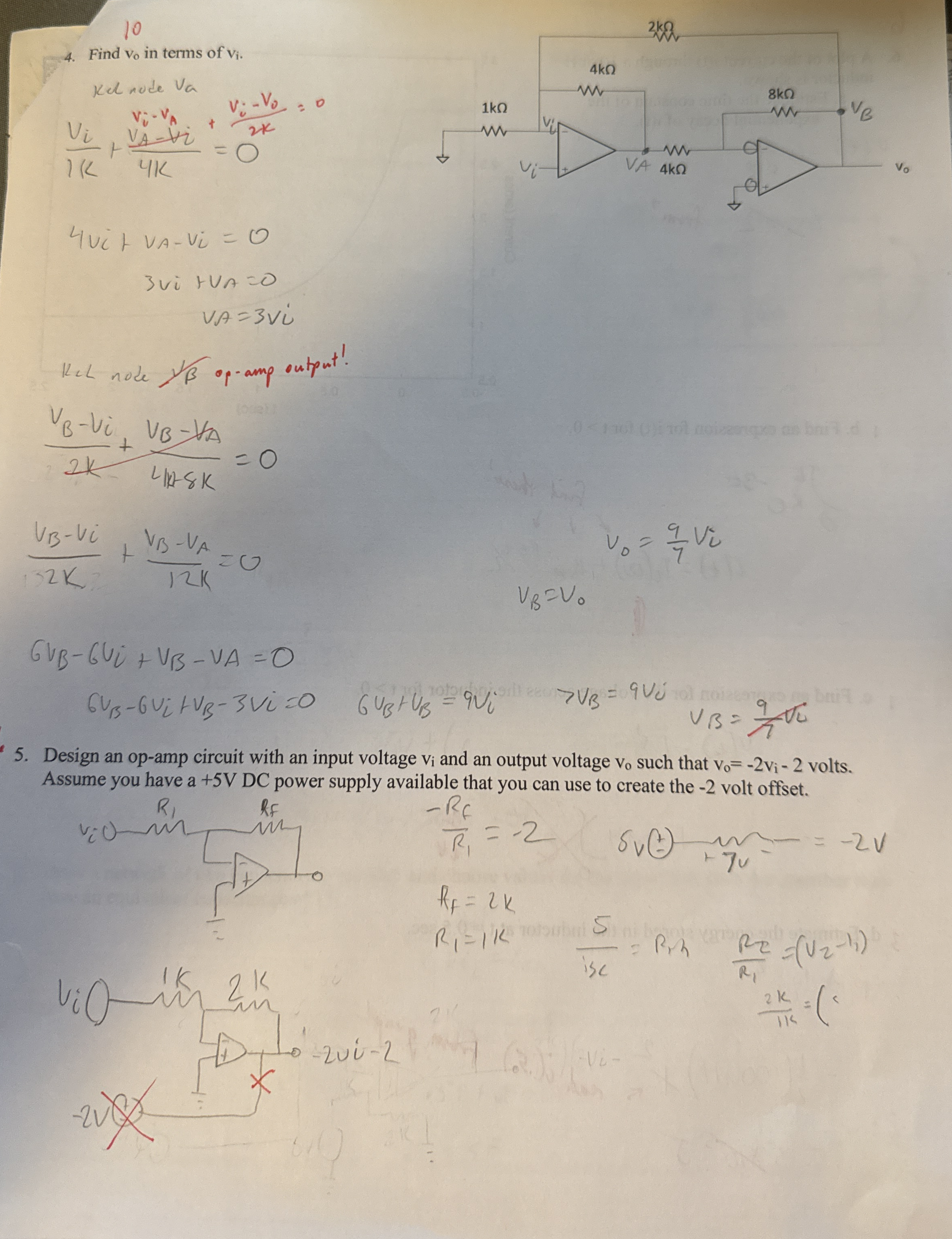 1 0 4 . Find v o in terms of v i . Kel node Va v