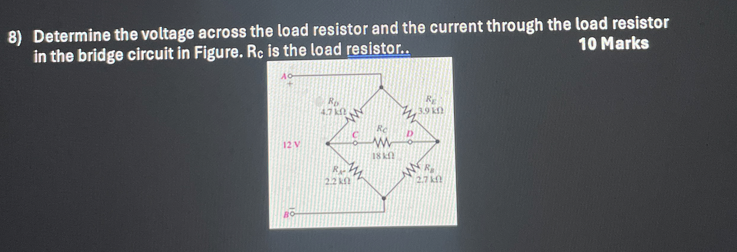 Determine the voltage across the load resistor
