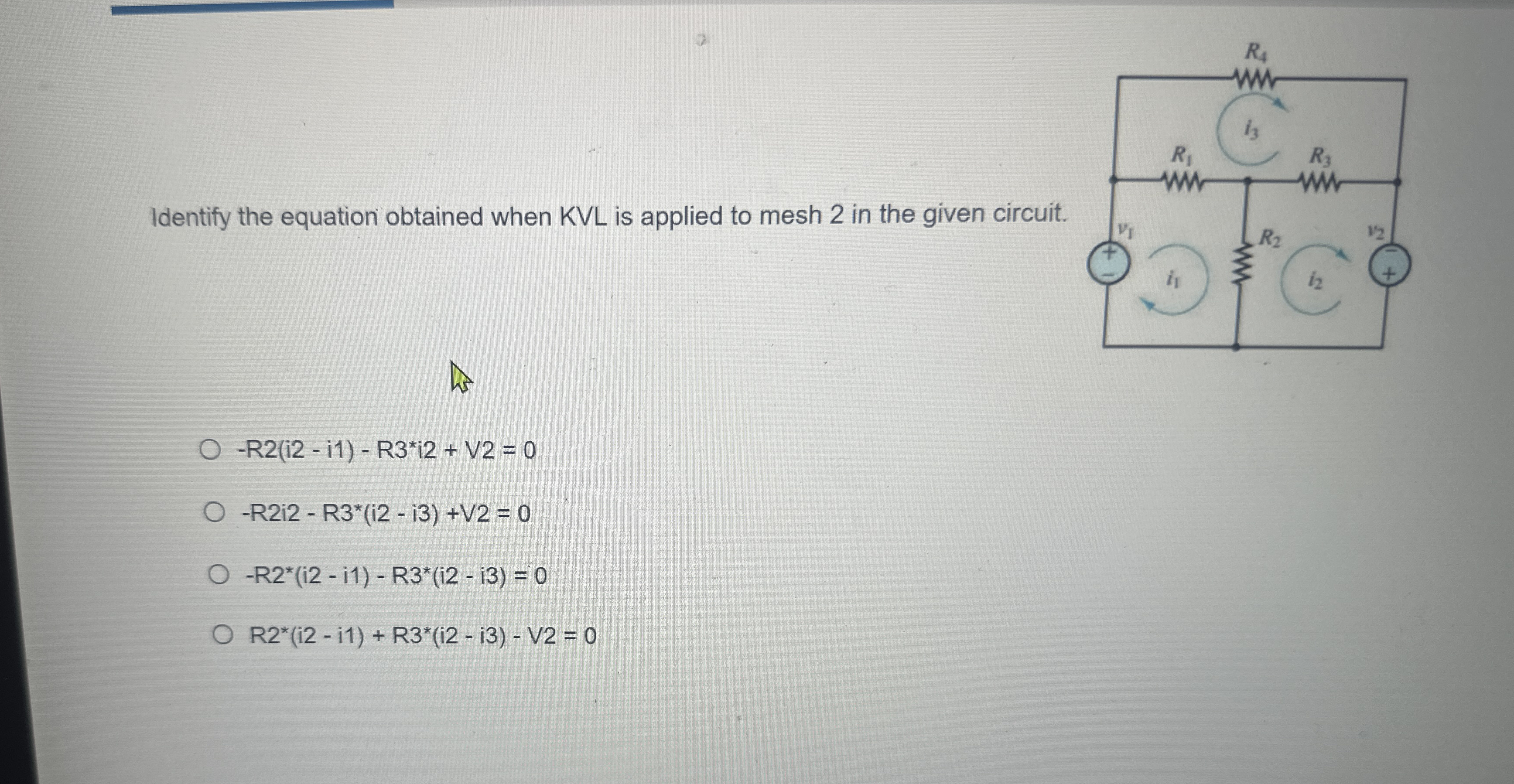 In the circuit shown, use KVL to find V 3 in