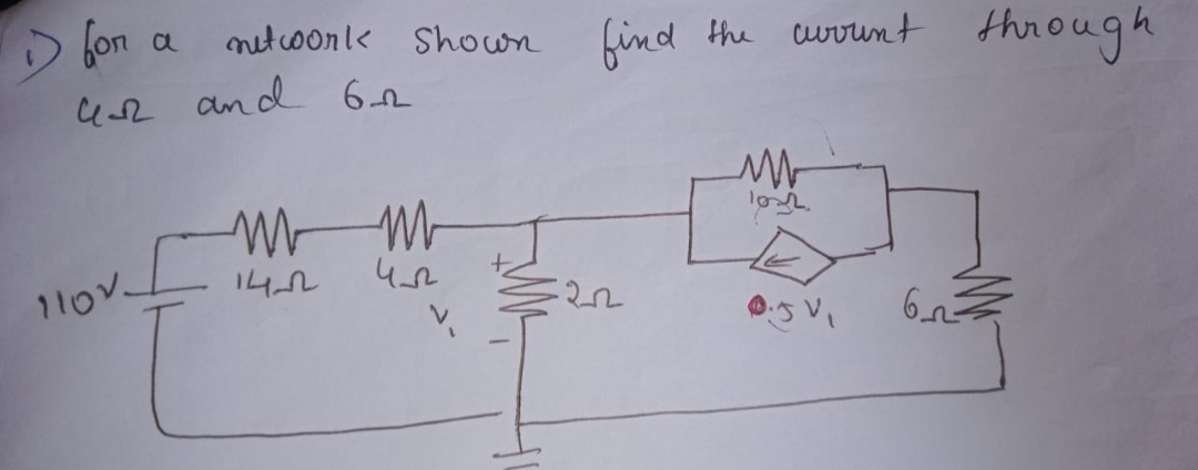 For a network shown find the current through 4