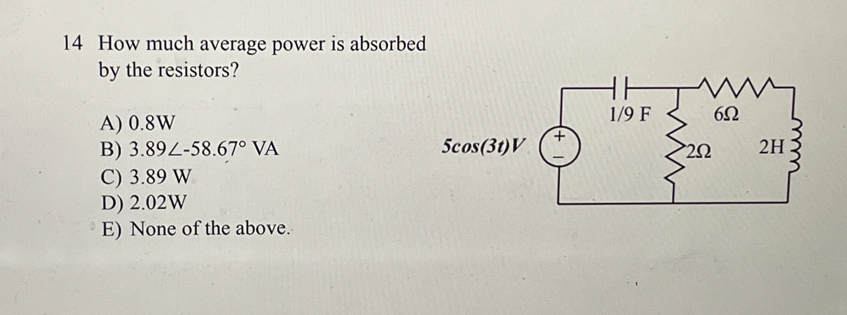 1 4 How much average power is absorbed by the