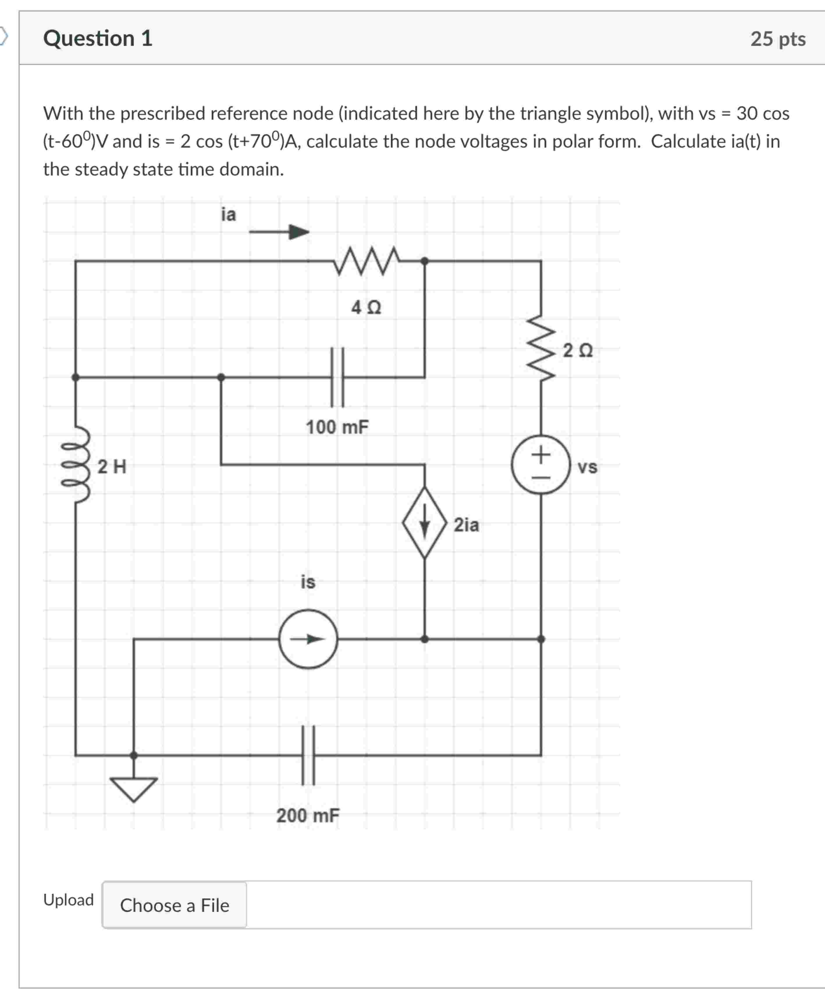 Question 1 With the prescribed reference node (