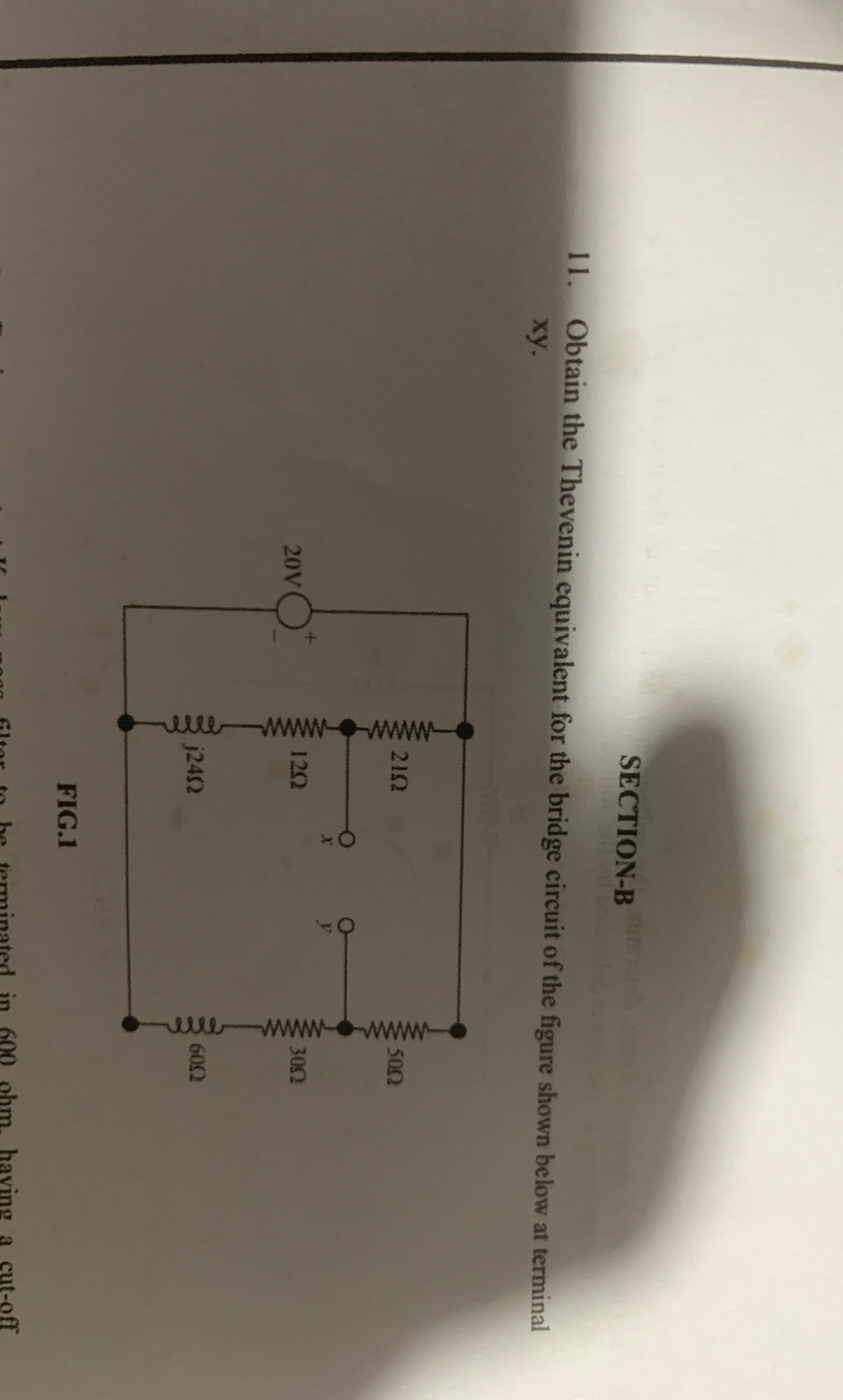 . Obtain the Thevenin equivalent for the bridge