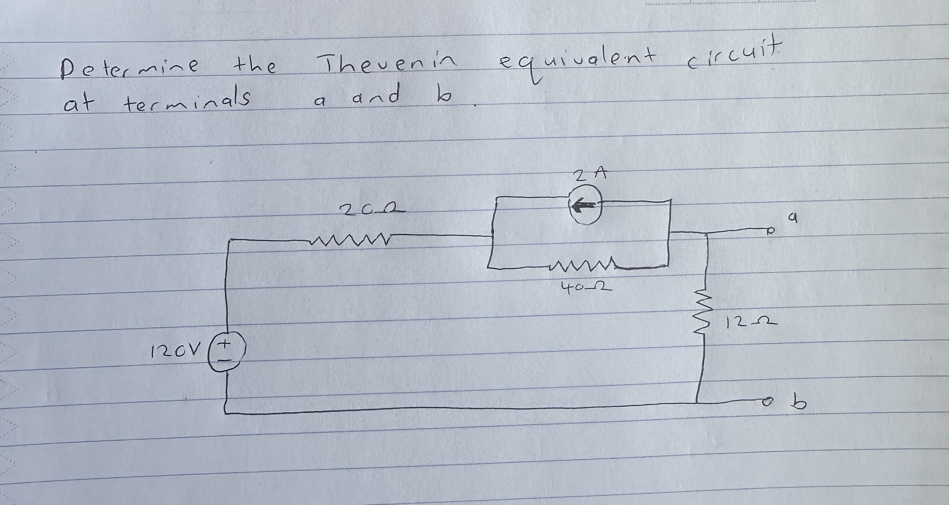 Determine the Thevenin equivalent circuit at