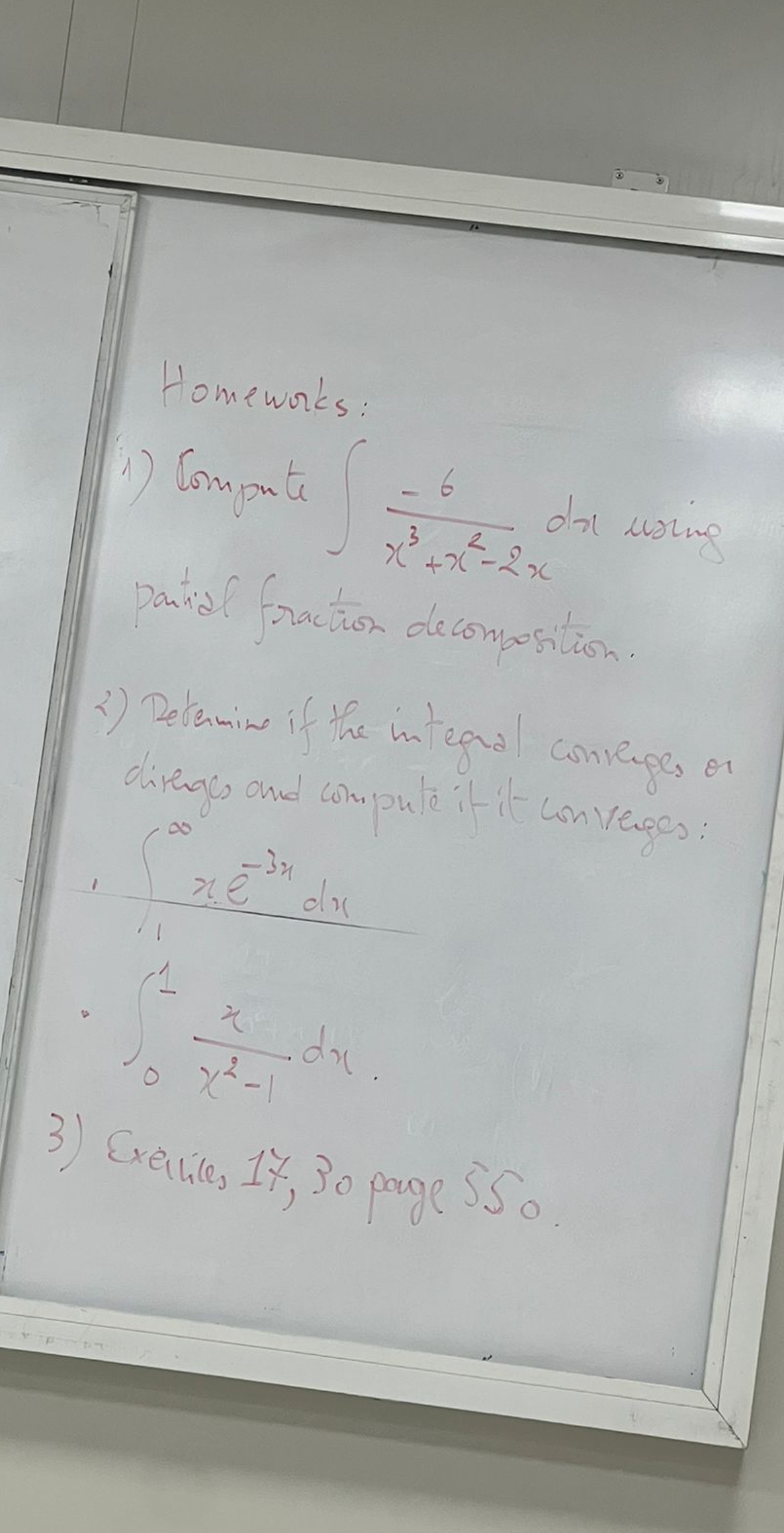 Homeworks: Compute - 6 x 3 + x 2 - 2 x d x using