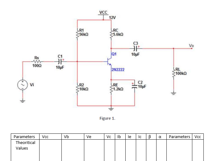 Calculate the DC bias values for the circuit