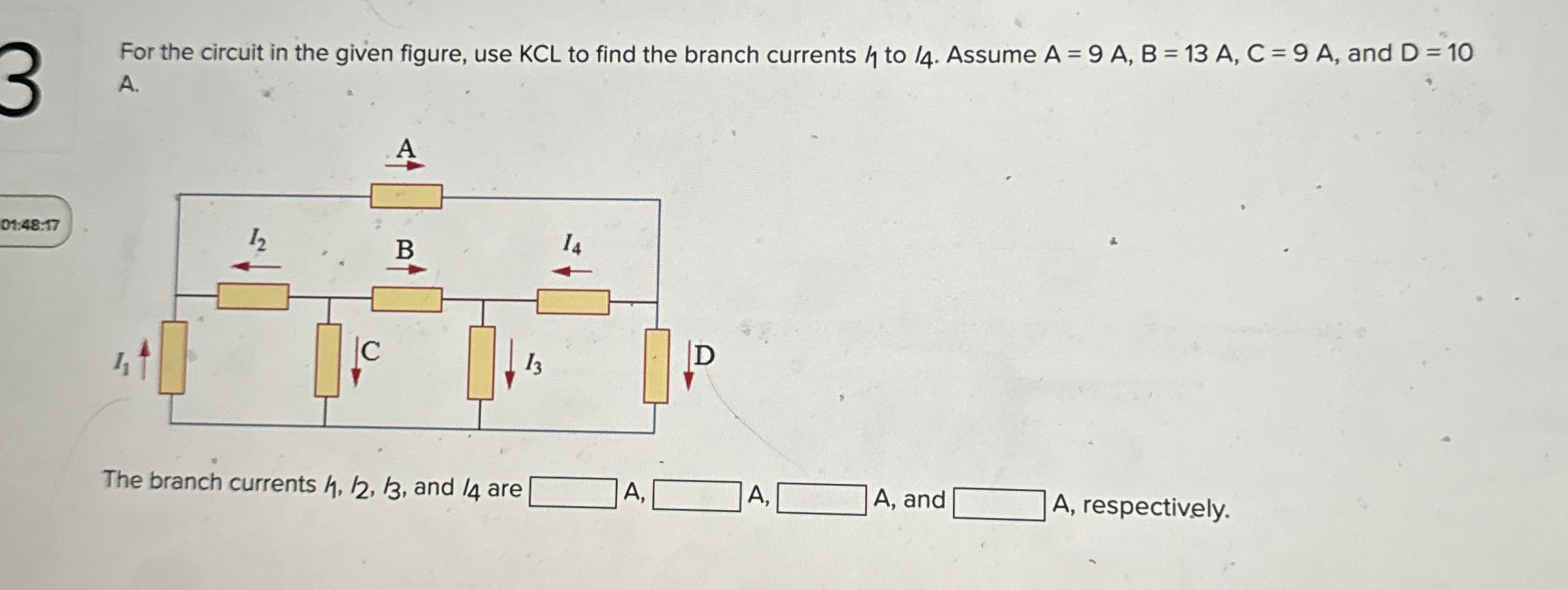 For the circuit in the given figure, use K C L to