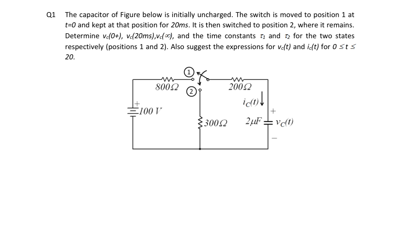 Q 1 The capacitor of Figure below is initially