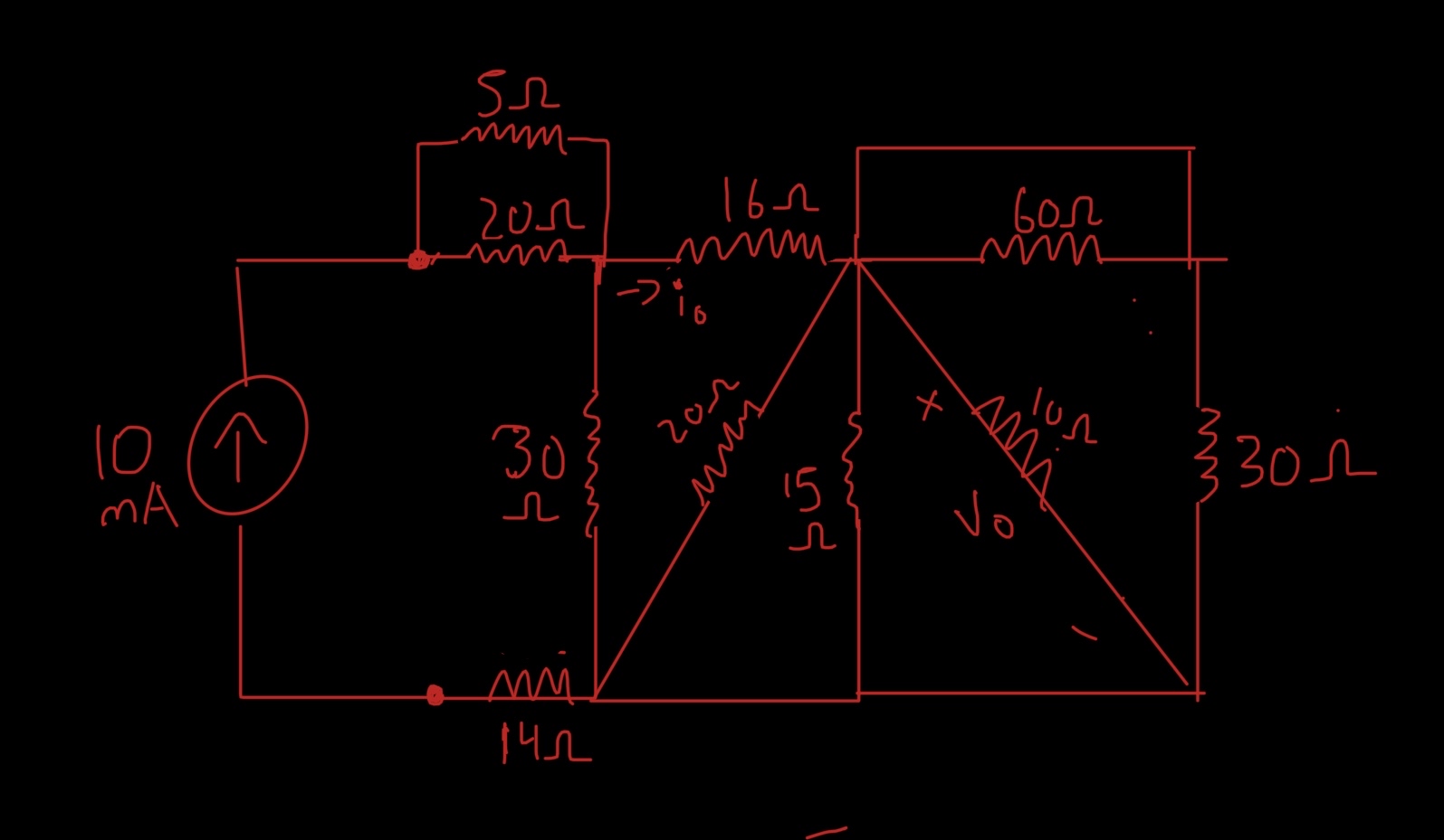 Find io using current division and Vo using