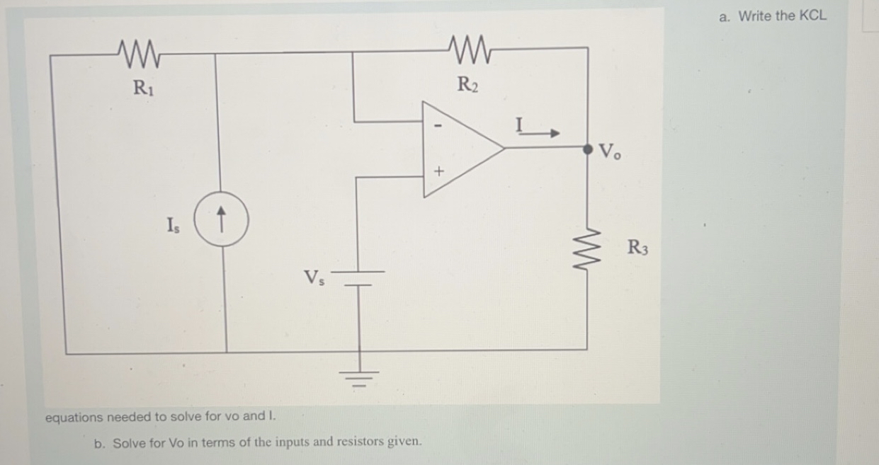 a . Write the KCL b . Solve for V 0 in terms of