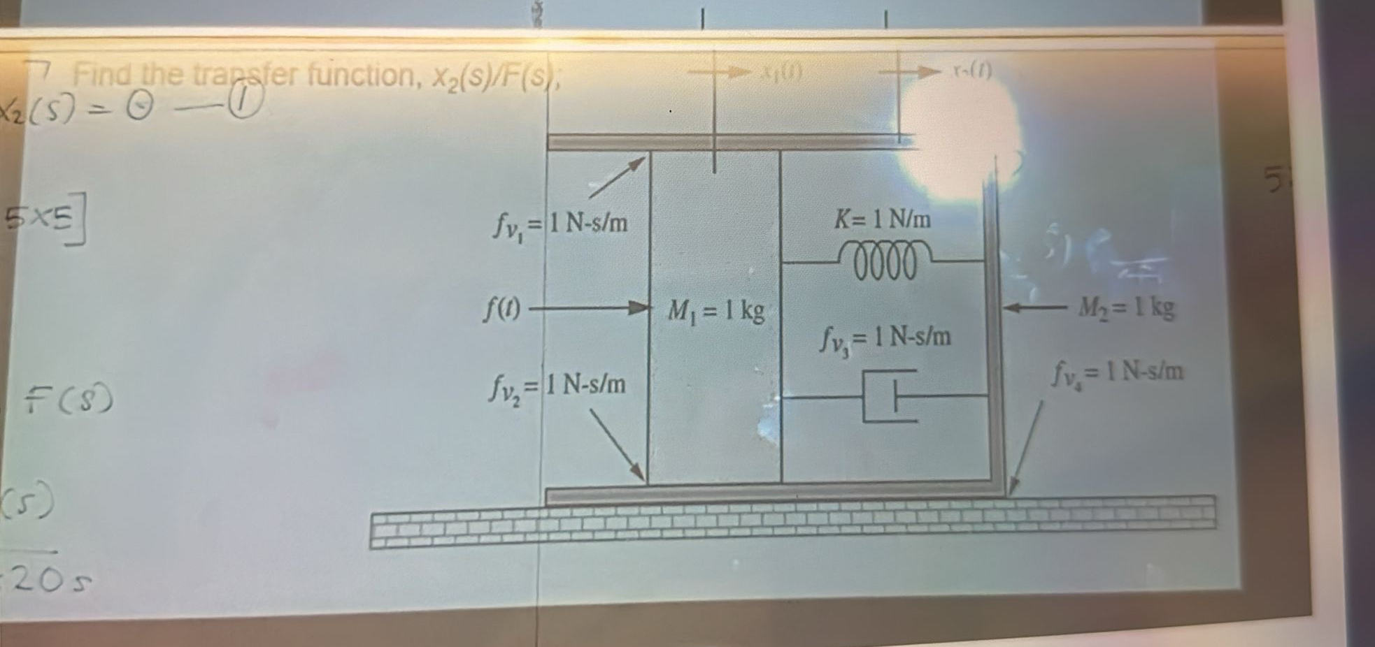 7 Find the trapger finc x 2 ( s ) = 5 5 F ( s ) (