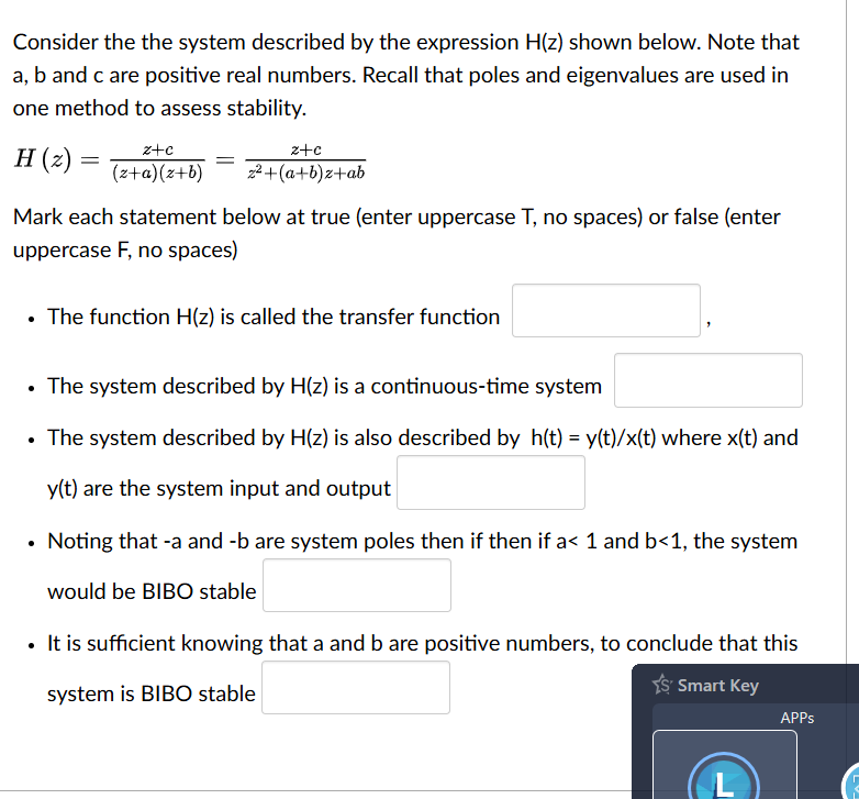Consider the the system described by the