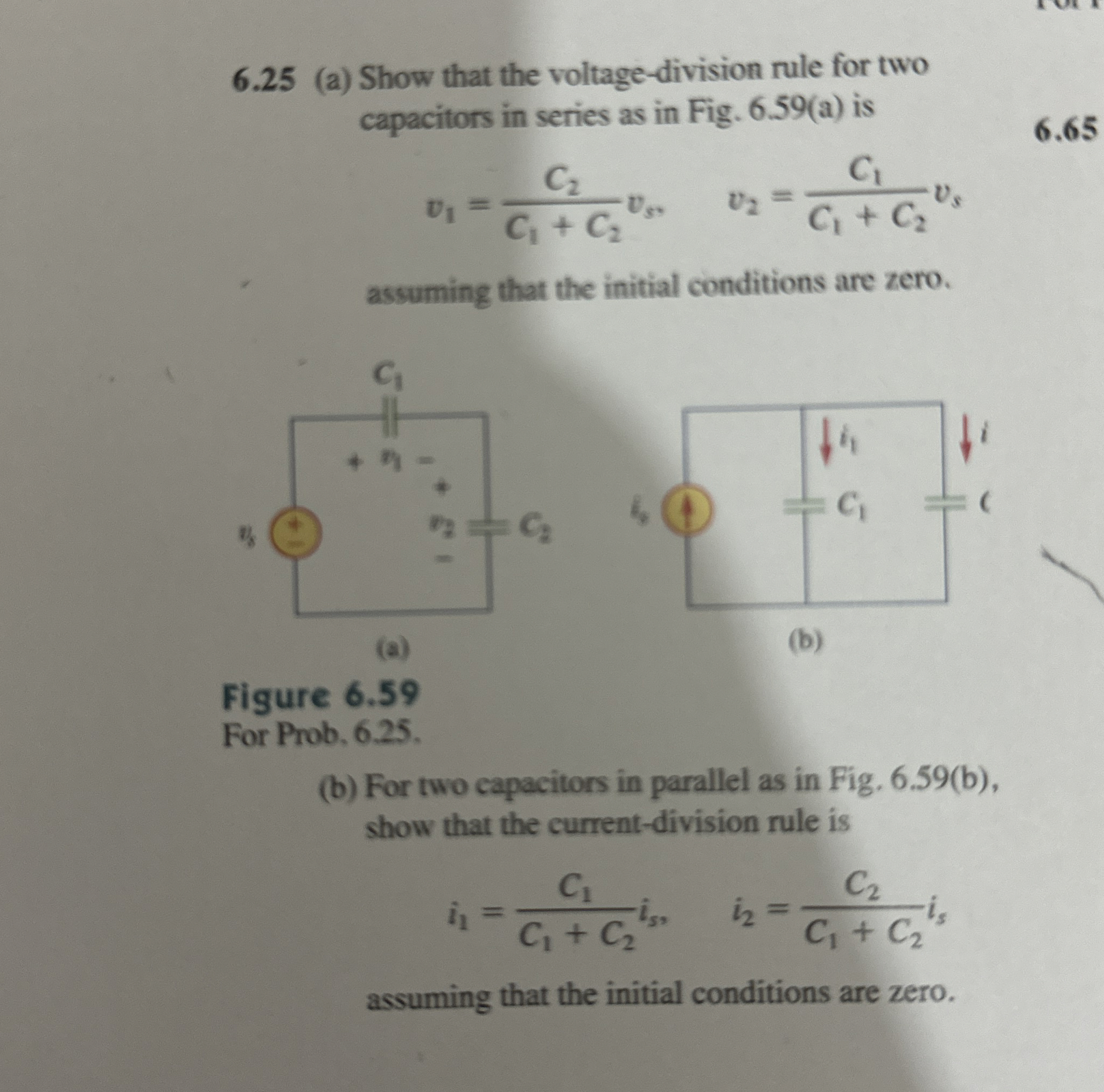 6 . 2 5 ( a ) Show that the voltage - division