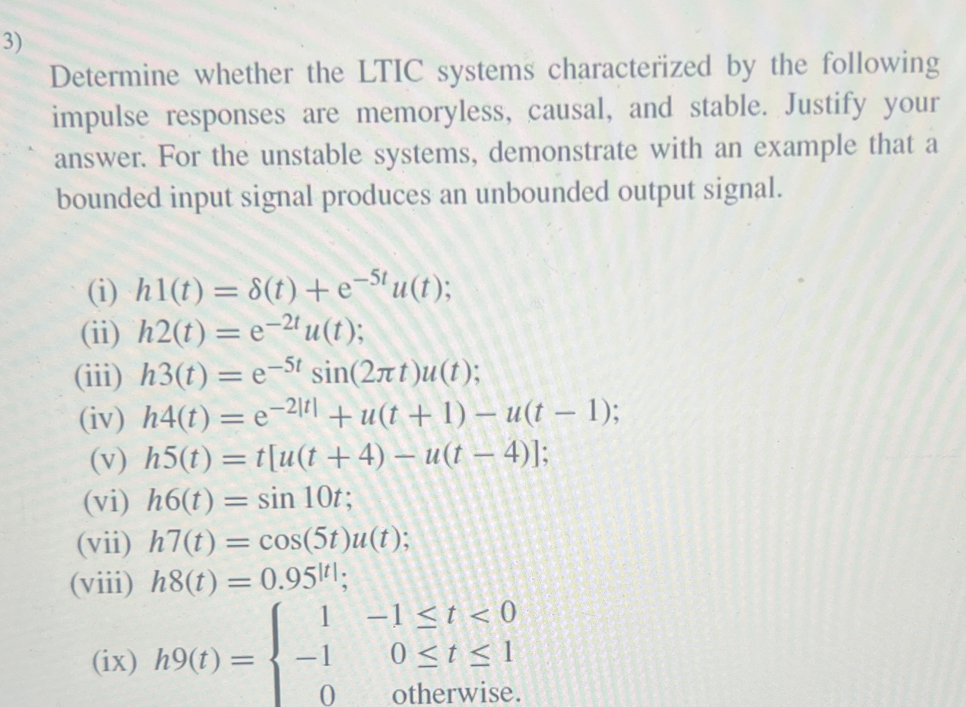 Determine whether the LTIC systems characterized