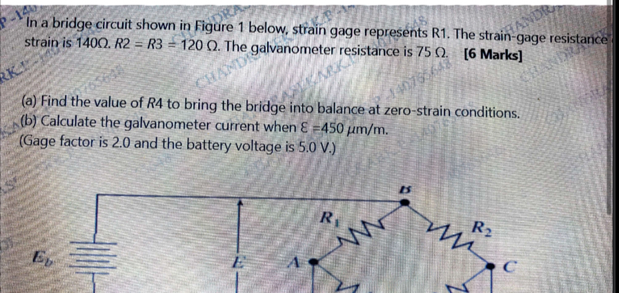 In a bridge circuit shown in Figure 1 below,
