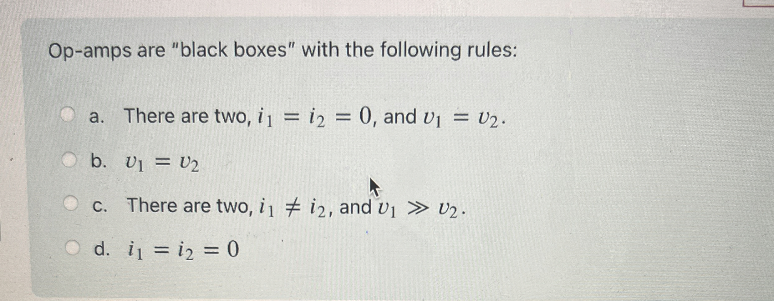 Op - amps are "black boxes" with the following