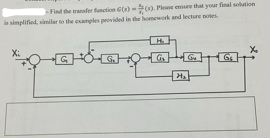 DRAW block diagram reduction . Find the transfer