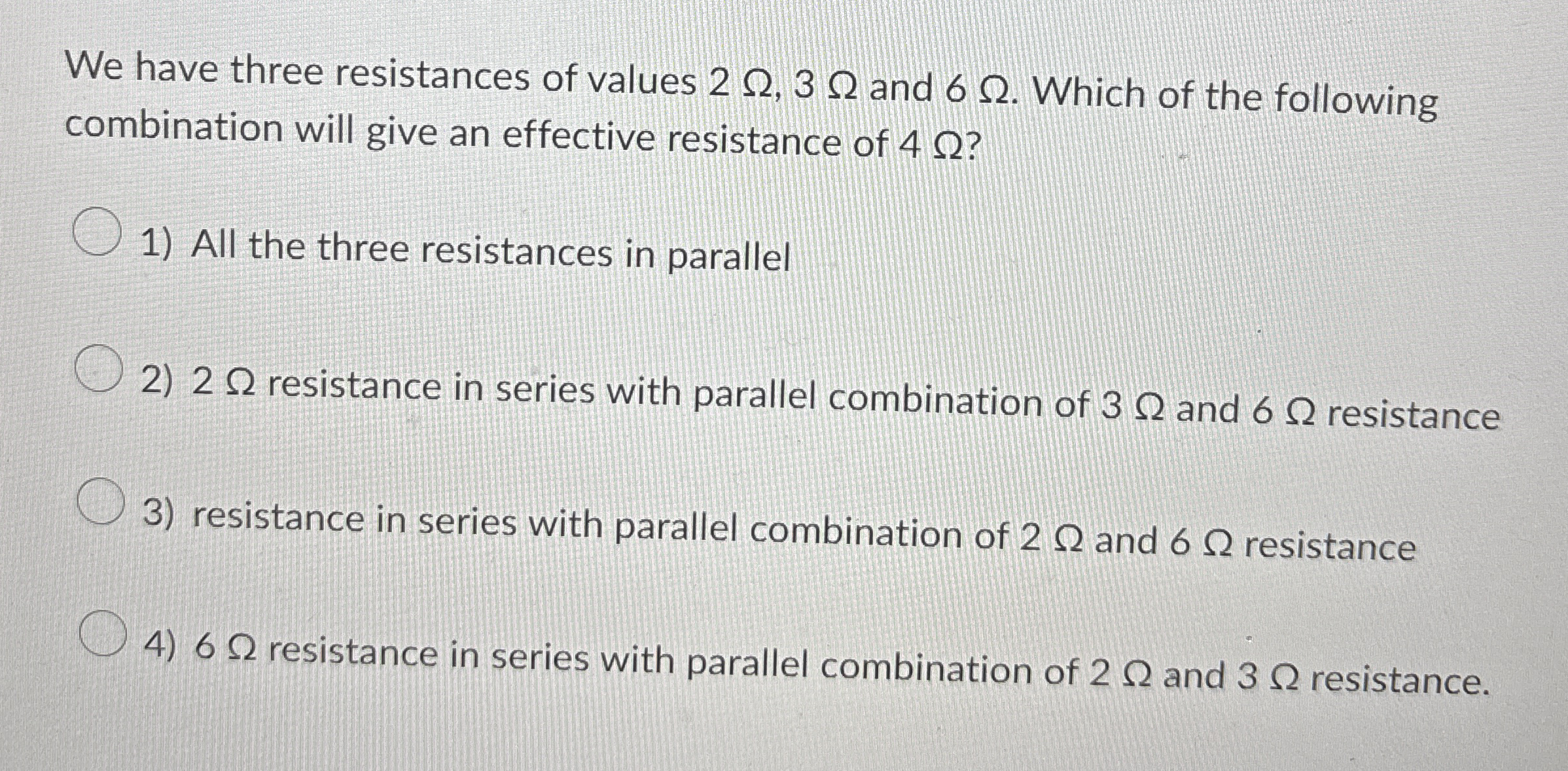 We have three resistances of values 2 , 3 and 6 .