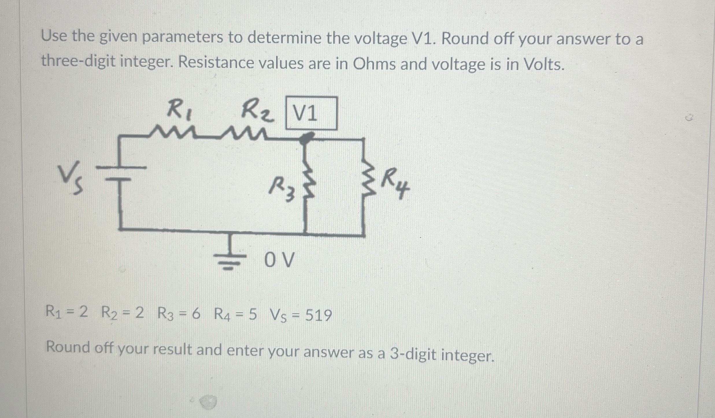 Use the given parameters to determine the voltage